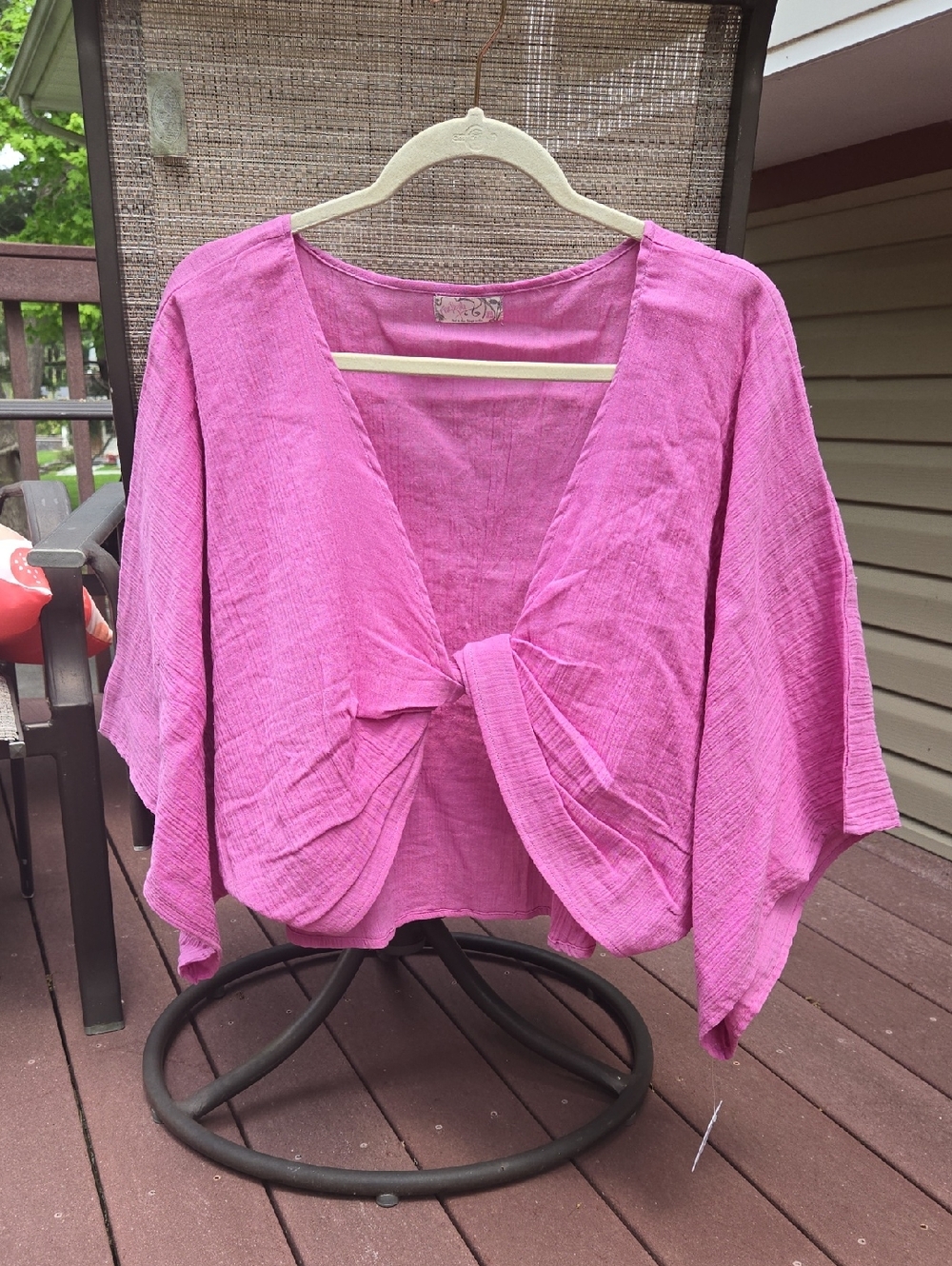 Free People Pink/purple Knot-Front Crop Top Nwt